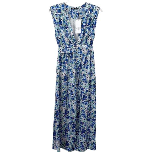 Zara floral printed sleeveless midi dress size Medium - Picture 11 of 16
